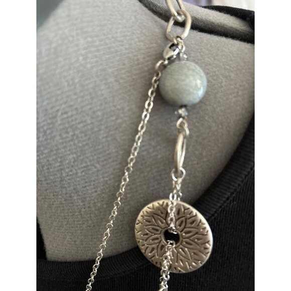 Premier Designs Marine Silver-Tone Disk Necklace With Beads Removable Layer 36” - Picture 4 of 4